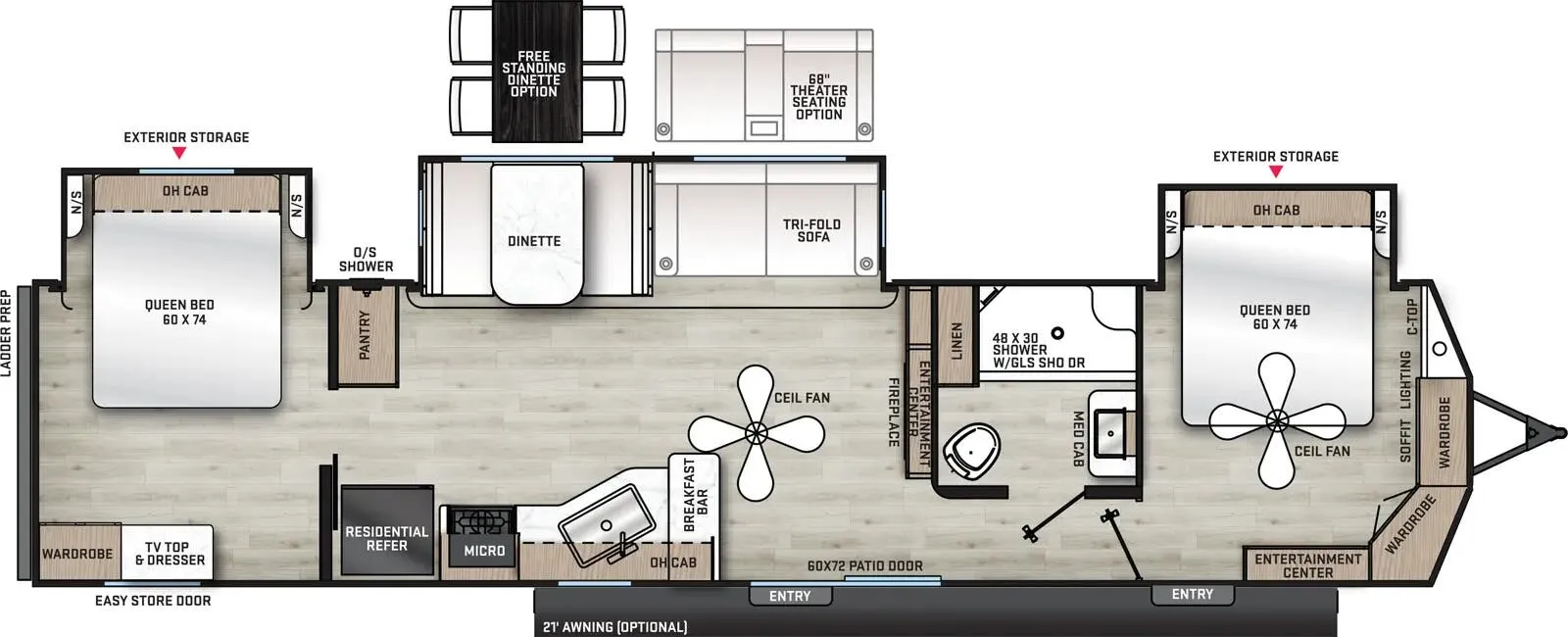 Coachmen Catalina Destination 40BHTS2Q floor plan