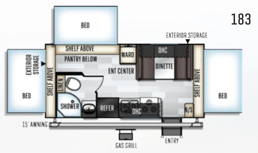 Forest River Rockwood Roo 183 floor plan