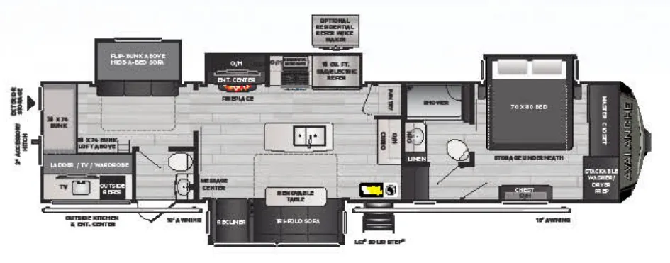 Keystone Avalanche 378BH floor plan