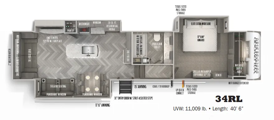 2022 Forest River Wildwood Heritage Glen Elite 34RL - Floor plan