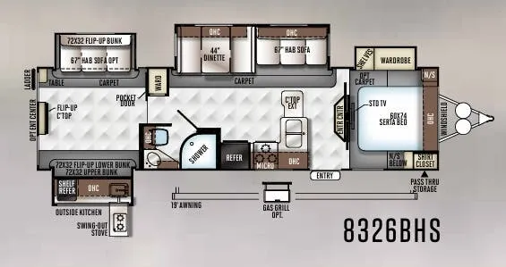 Forest River Rockwood Signature Ultra Lite 8326BHS floor plan