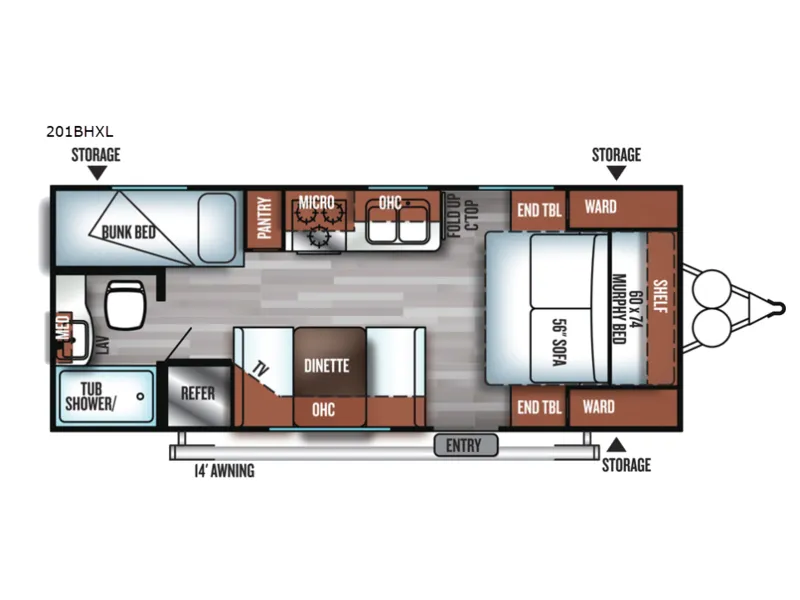 2018 Forest River Salem Cruise Lite 201BHXL floor plan