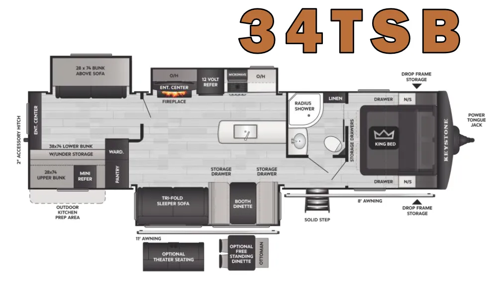 Keystone Cougar Half-Ton 34TSB floor plan