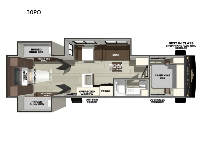 2026 Prime Time RV Avenger 30PO - Floor plan