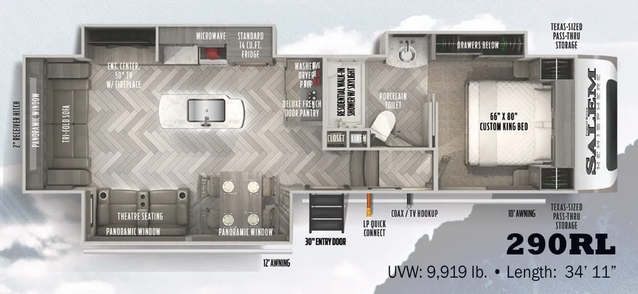 Forest River Salem Hemisphere 290RL floor plan