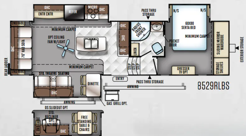 Forest River Flagstaff Classic Super Lite 8529RLBS floor plan