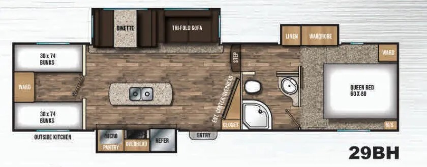 Shasta Phoenix Lite 29BH floor plan