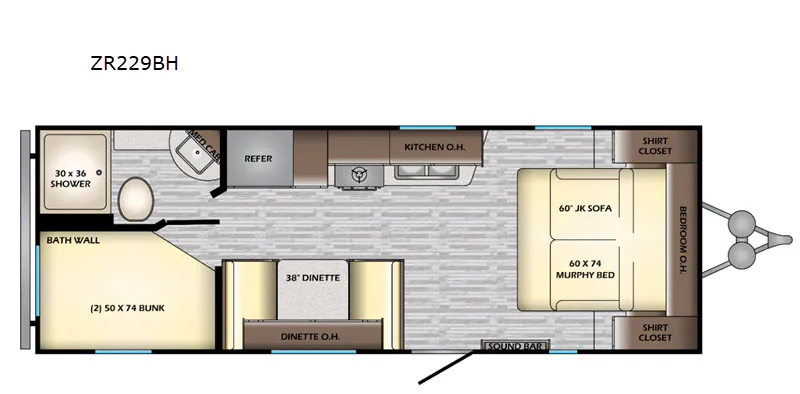 2021 CrossRoads Zinger Lite ZR229BH - Floor plan