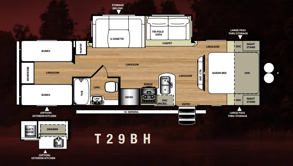 2017 Forest River Wildwood Heritage Glen Hyper-Lyte 29BH - Floor plan