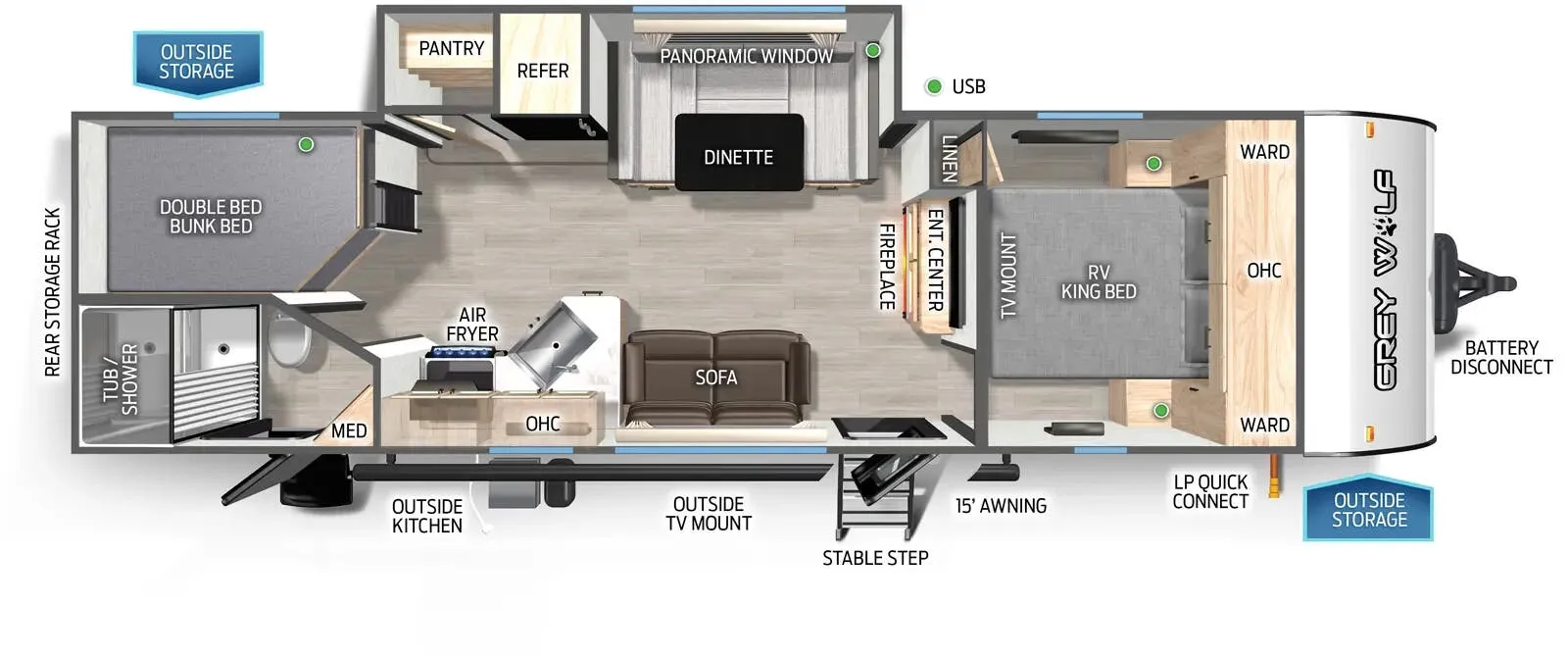 Forest River Cherokee Grey Wolf 26BRB floor plan