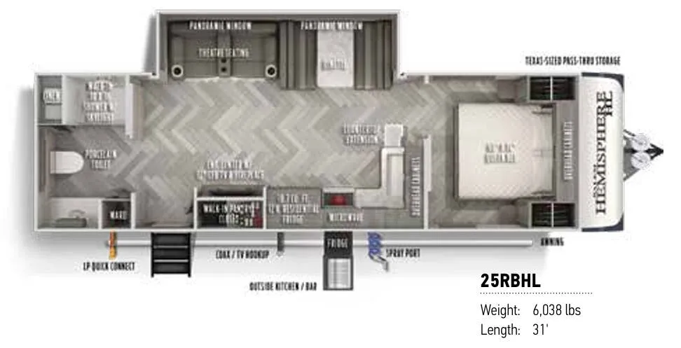 Forest River Salem Hemisphere Hyper-Lyte 25RBHL floor plan