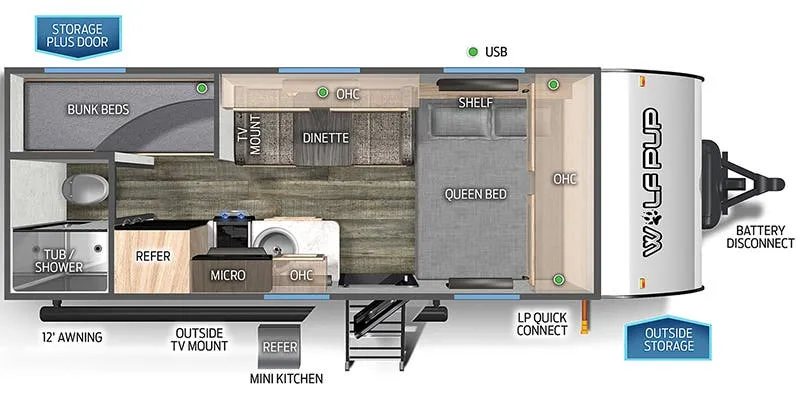 2023 Forest River Cherokee Wolf Pup 16BHS - Floor plan