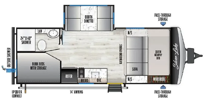 2025 East to West Silver Lake LE 1700BHLE - Floor plan