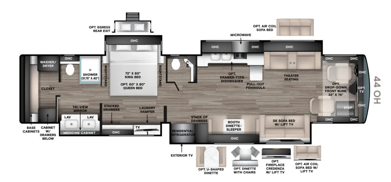2027 Tiffin Phaeton 44 OH - Floor plan