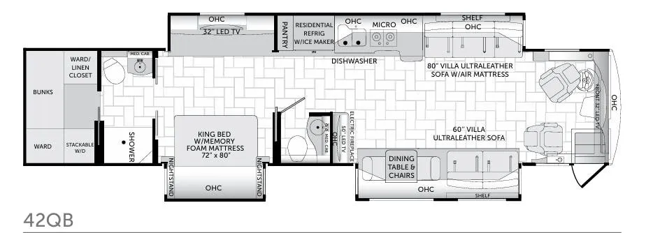 American Coach American Revolution 42QB floor plan
