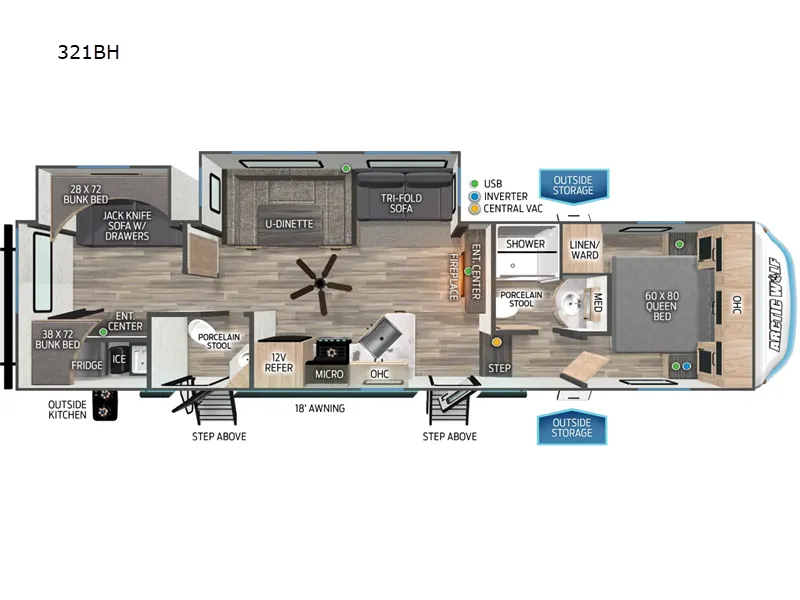 Forest River Cherokee Arctic Wolf 321BH floor plan