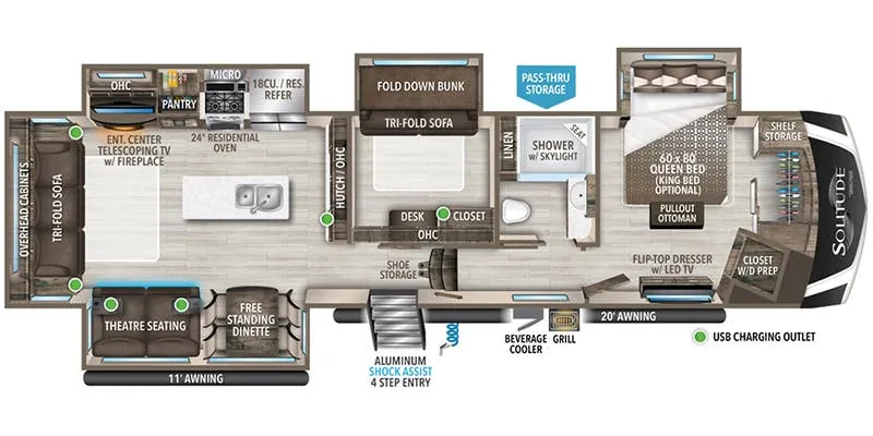 2022 Grand Design Solitude 378MBS floor plan