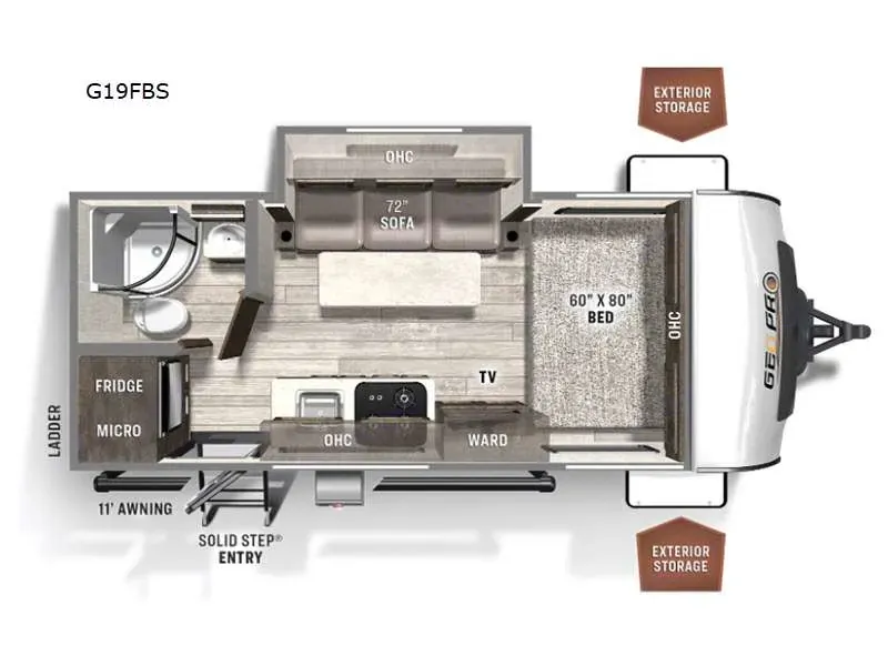 2023 Forest River Rockwood Geo Pro G19FBS - Floor plan