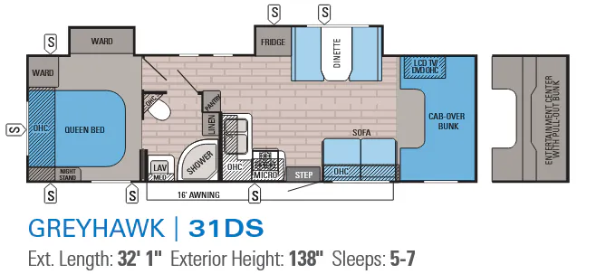 Jayco Greyhawk 31DS floor plan