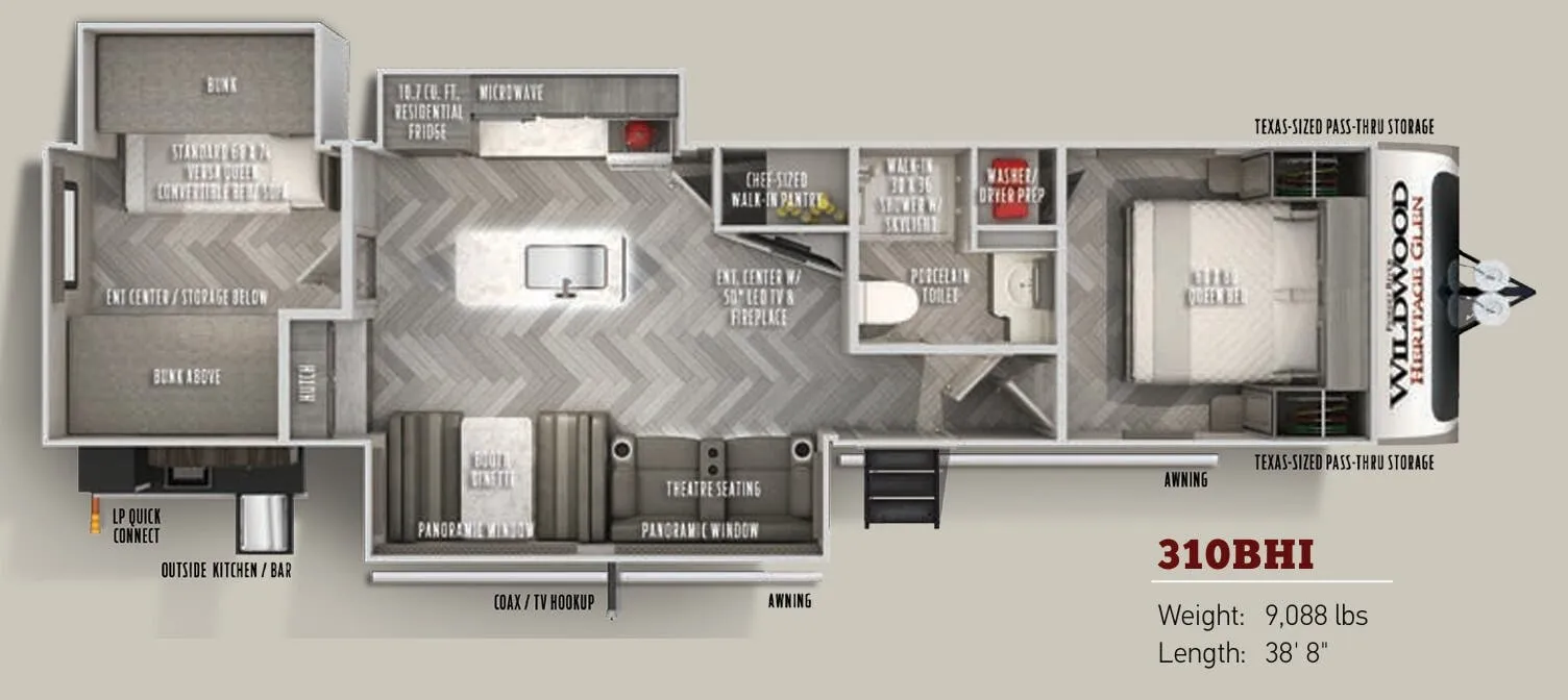 Forest River Wildwood Heritage Glen 310BHI floor plan