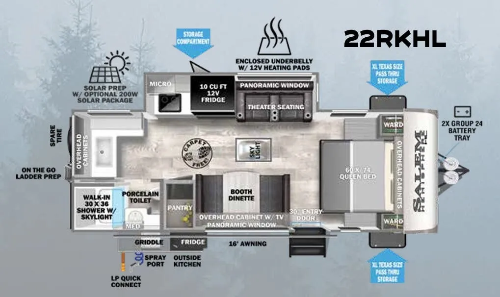 Forest River Salem Hemisphere Hyper-Lyte 22RKHL floor plan