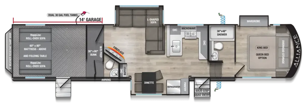 2026 Alliance RV Valor 40A14 floor plan