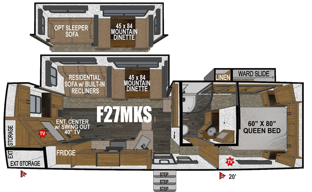 Outdoors RV Glacier Peak Titanium Series F27MKS floor plan