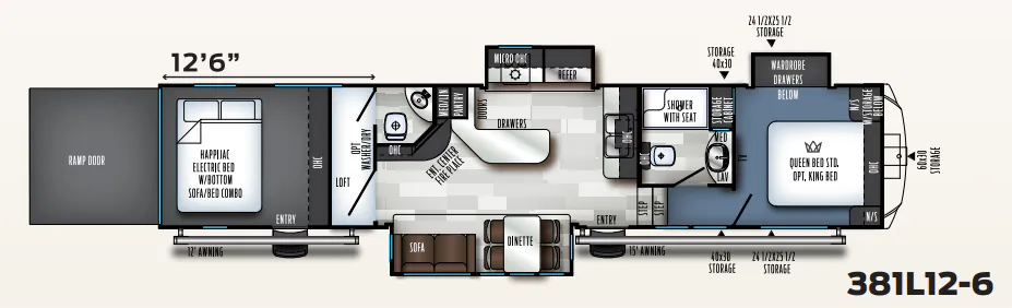 Forest River Vengeance Touring Edition 381L12-6 floor plan