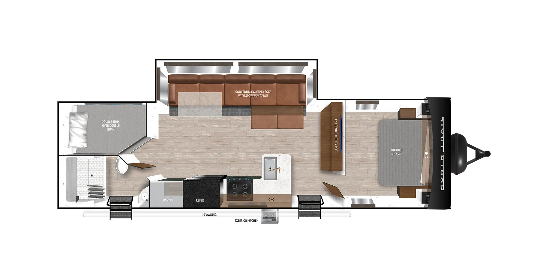 2024 Heartland North Trail Ultra-Lite Travel Trailer 27DBH - Floor plan