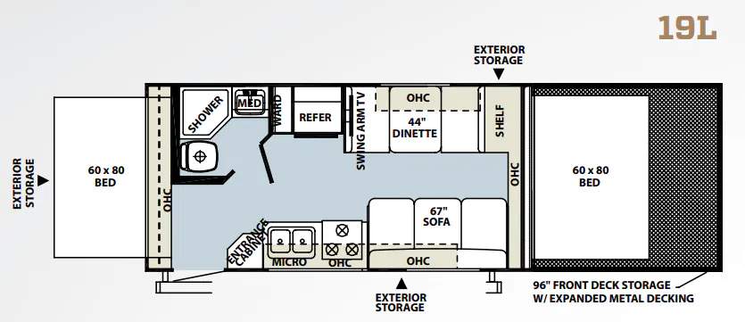 Forest River Rockwood Roo 19L floor plan