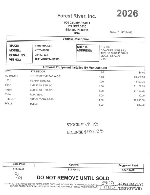 2026 Forest River Vibe 3400BH, Photos photo 67