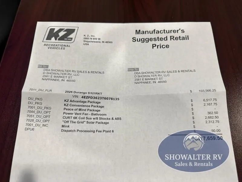 2026 KZ Durango D321RKT - Photo 2