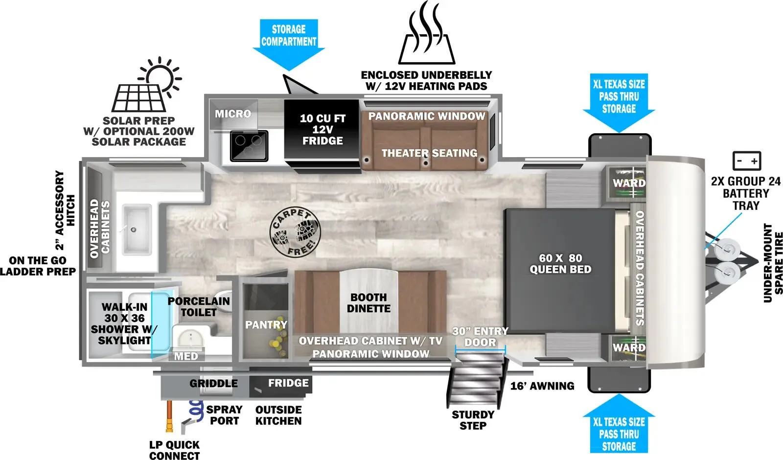 Forest River Salem Hemisphere Hyper-Lyte 22RKHL floor plan