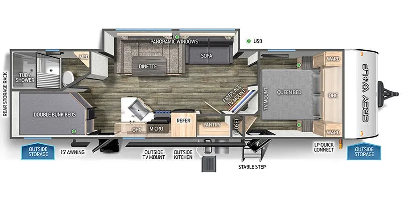 Forest River Cherokee Grey Wolf 27DBH floor plan