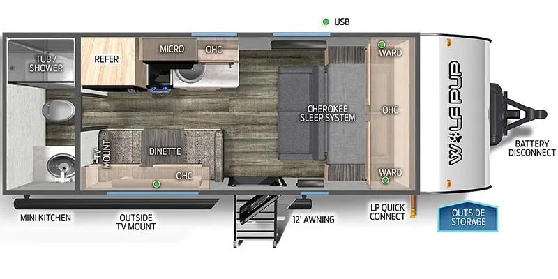 2024 Forest River Cherokee Wolf Pup 16FQW - Floor plan