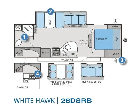 Jayco White Hawk 26DSRB floor plan
