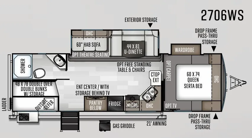 Forest River Rockwood Ultra Lite 2706WS floor plan