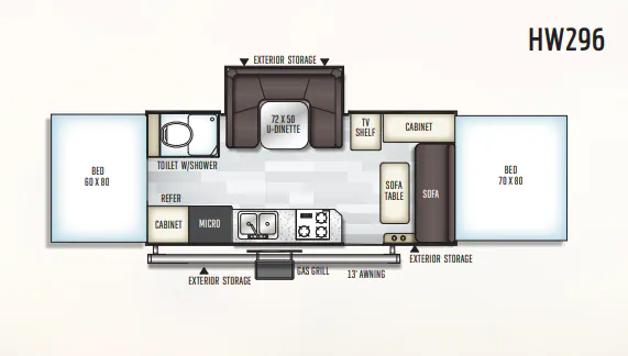 Forest River Rockwood High Wall HW296 floor plan