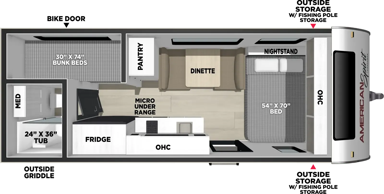 Coachmen American Spirit Bijou 17BHB floor plan
