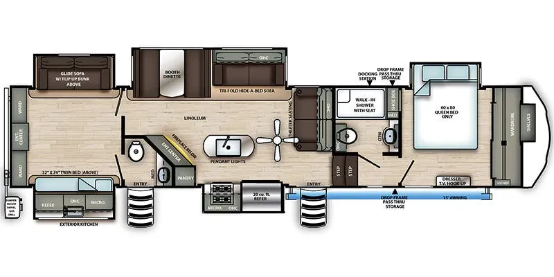 2021 Forest River Sandpiper 384QBOK floor plan