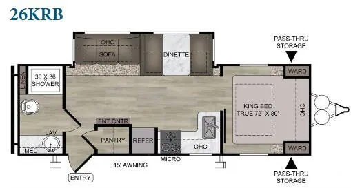 East to West Silver Lake 26KRB floor plan