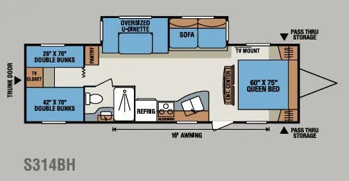 K-Z Sportsmen S314BH floor plan