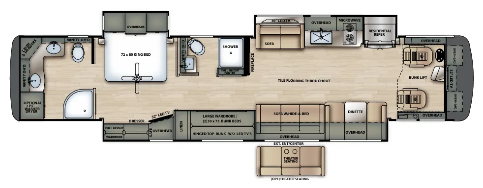 Forest River Berkshire XLT 45CA floor plan