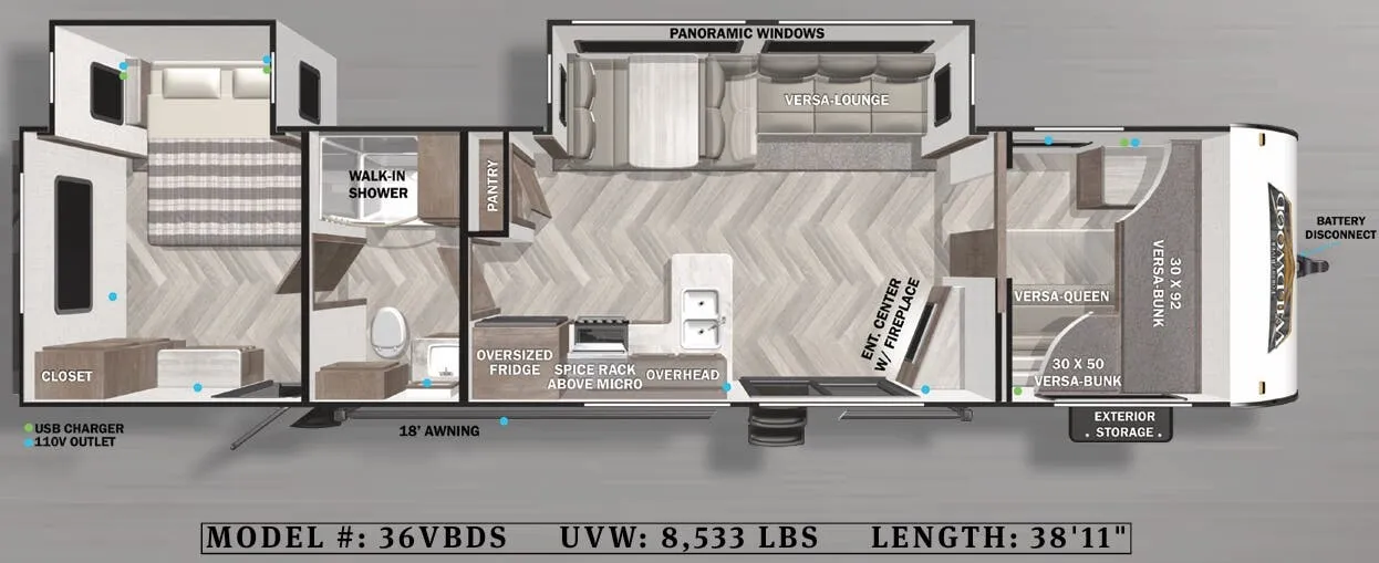 Forest River Wildwood 36VBDS floor plan