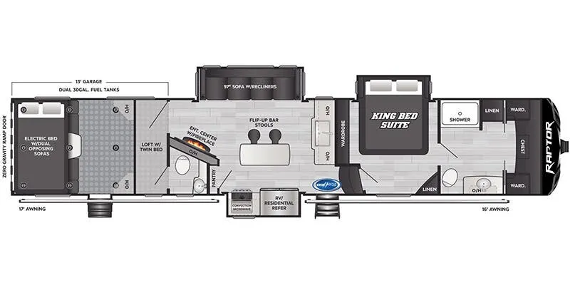 2023 Keystone Raptor 420 floor plan