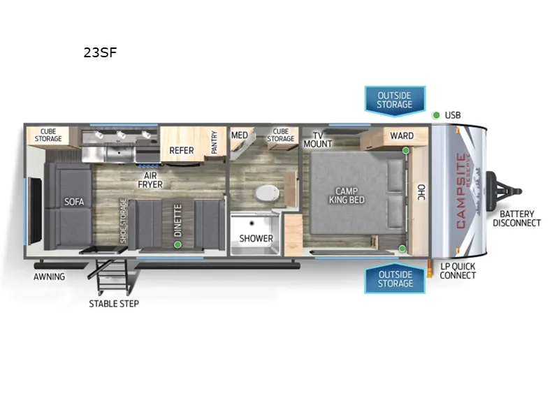 2025 Forest River Campsite Reserve 23SF floor plan