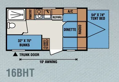 K-Z Sportsmen Classic 16BHT floor plan