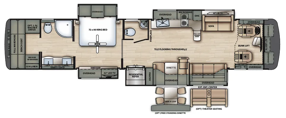 Forest River Berkshire XLT 45B floor plan