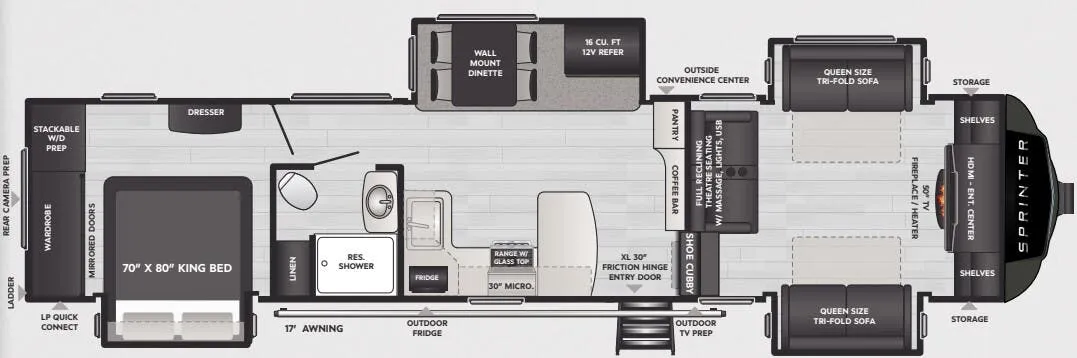 2025 Keystone Sprinter 3670FLS - Floor plan