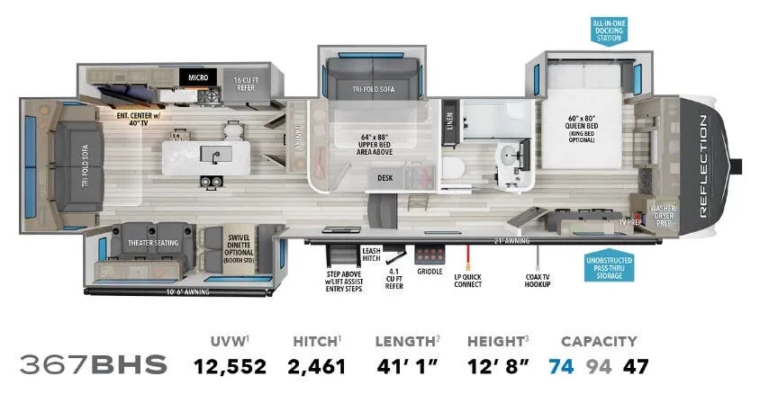 Grand Design Reflection 367BHS floor plan